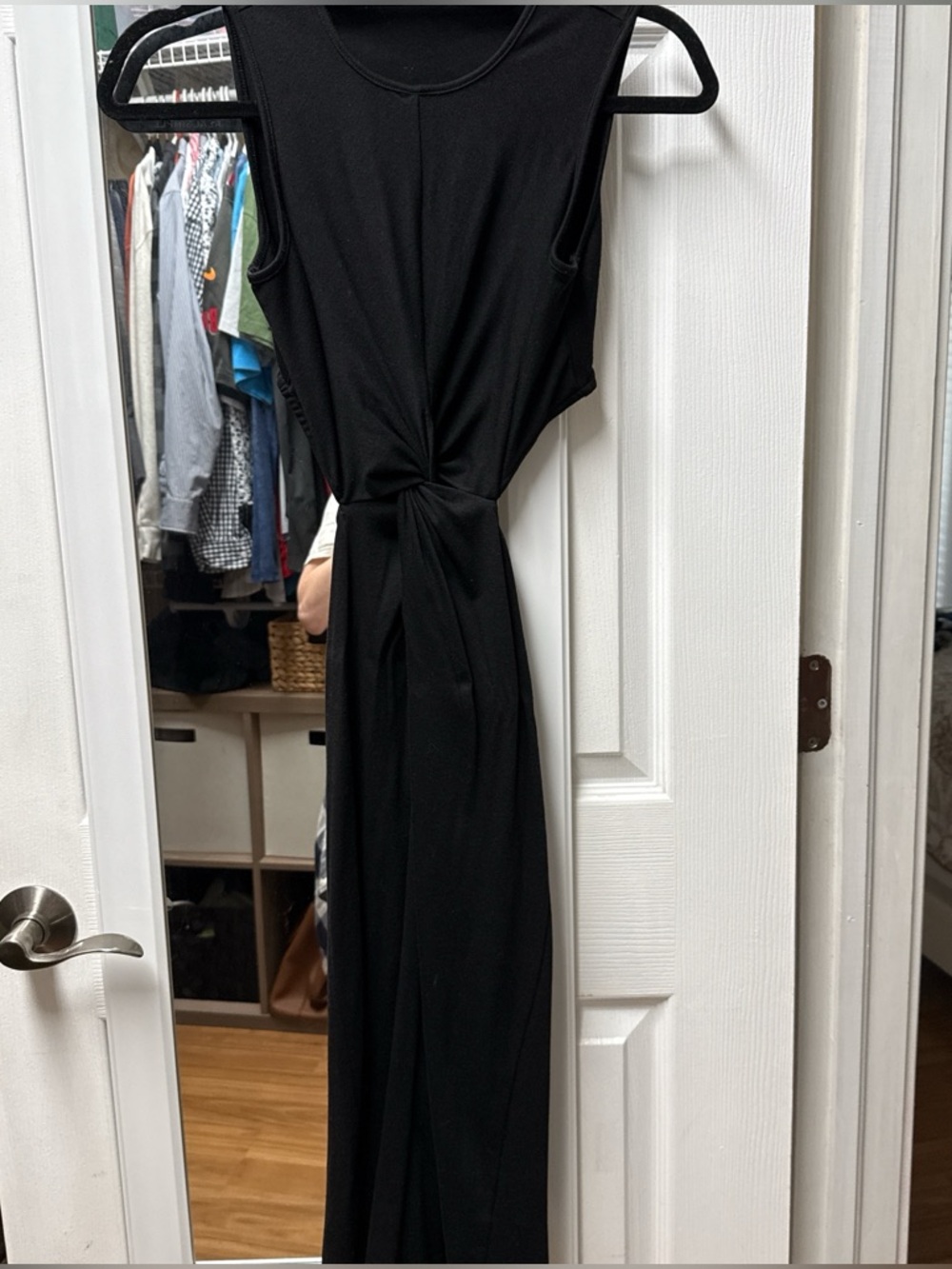 Black Knot-Front Sleeveless Dress